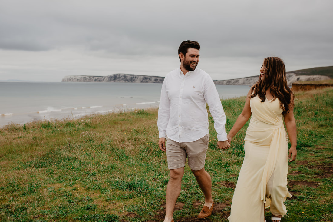 Clive & Dipika's Engagement Shoot on Compton Beach, Isle of Wight : Holly Cade - Alternative Candid Documentary Wedding & Portrait Photographer. Available to shoot on the Isle of Wight, Portsmouth, Southampton, Hampshire, the South Coast of England, throughout the UK and Worldwide.