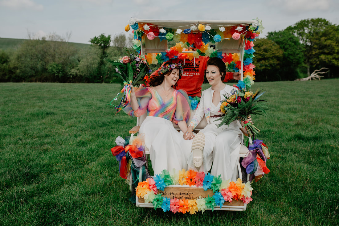 Colourful Rainbow Animal Filled Wedding Photo Shoot on Forest Farm : Holly Cade - Alternative Candid Documentary Wedding & Portrait Photographer. Available to shoot on the Isle of Wight, Portsmouth, Southampton, Hampshire, the South Coast of England, throughout the UK and Worldwide.