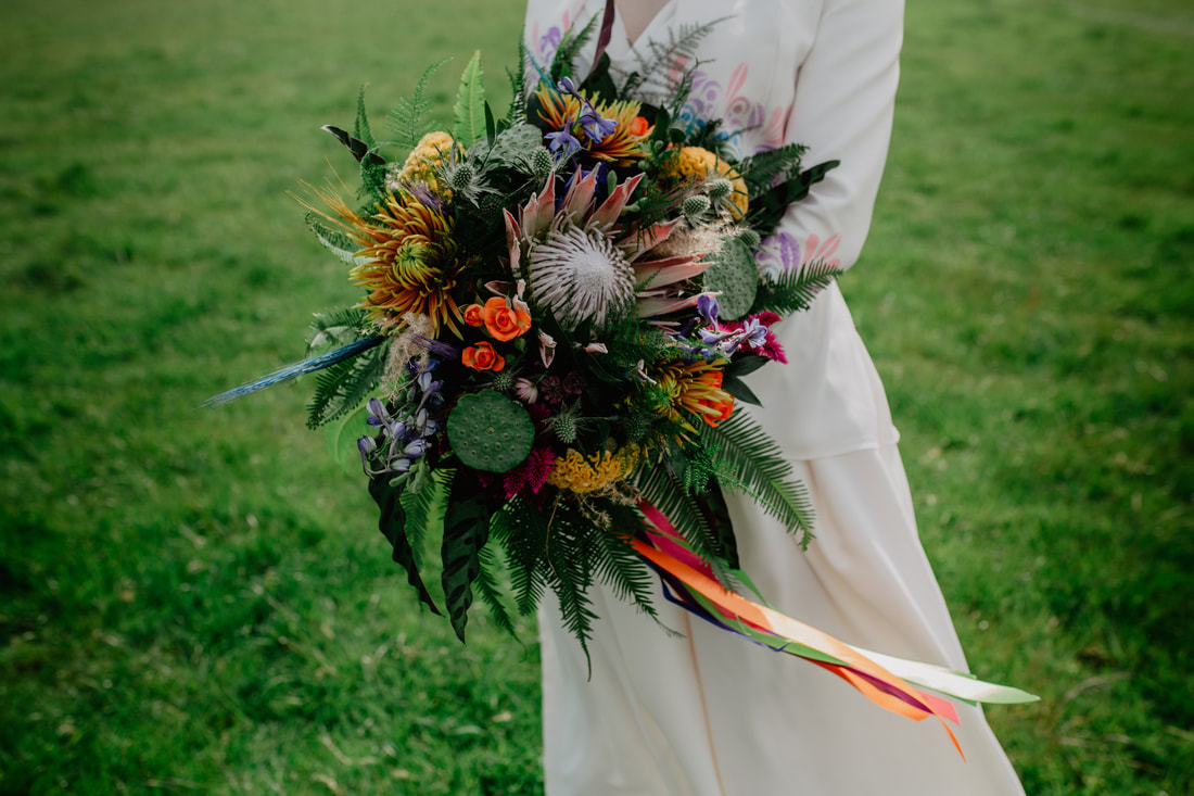 Colourful Rainbow Animal Filled Wedding Photo Shoot on Forest Farm : Holly Cade - Alternative Candid Documentary Wedding & Portrait Photographer. Available to shoot on the Isle of Wight, Portsmouth, Southampton, Hampshire, the South Coast of England, throughout the UK and Worldwide.