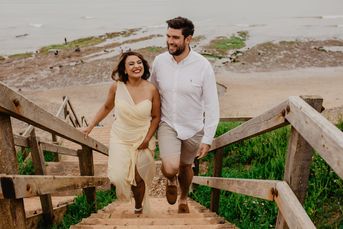 Clive & Dipika's Engagement Shoot on Compton Beach, Isle of Wight : Holly Cade - Alternative Candid Documentary Wedding & Portrait Photographer. Available to shoot on the Isle of Wight, Portsmouth, Southampton, Hampshire, the South Coast of England, throughout the UK and Worldwide.
