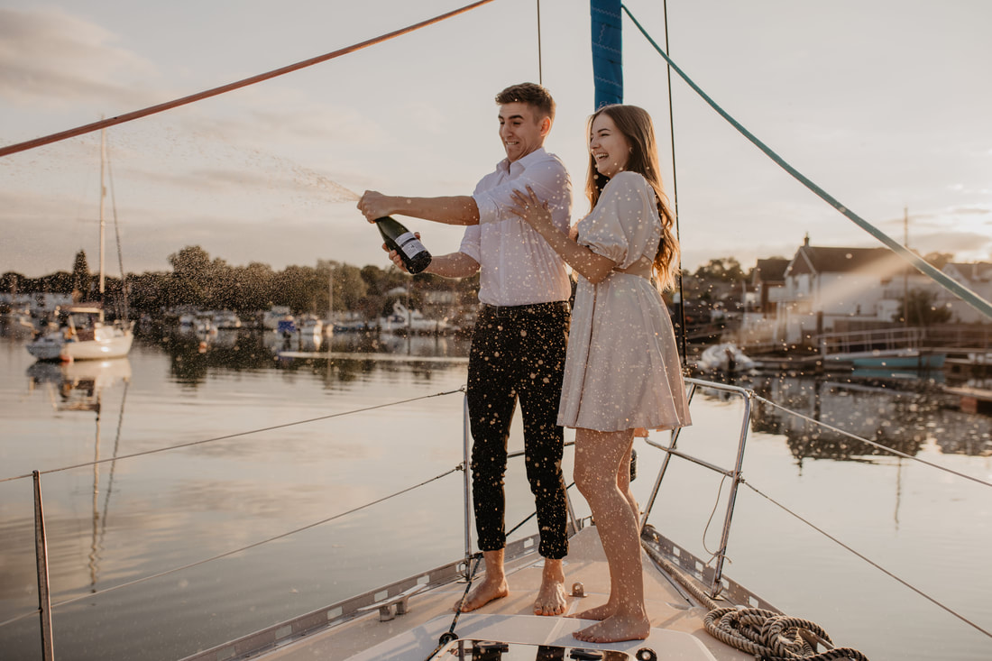 Grace & Jordan's Engagement shoot on a boat Wedding on The Isle of Wight : Holly Cade - Alternative Candid Documentary Isle of Wight Wedding Photographer. Available to shoot in Portsmouth, Southampton, Hampshire, the South Coast of England, throughout the UK and Worldwide.
